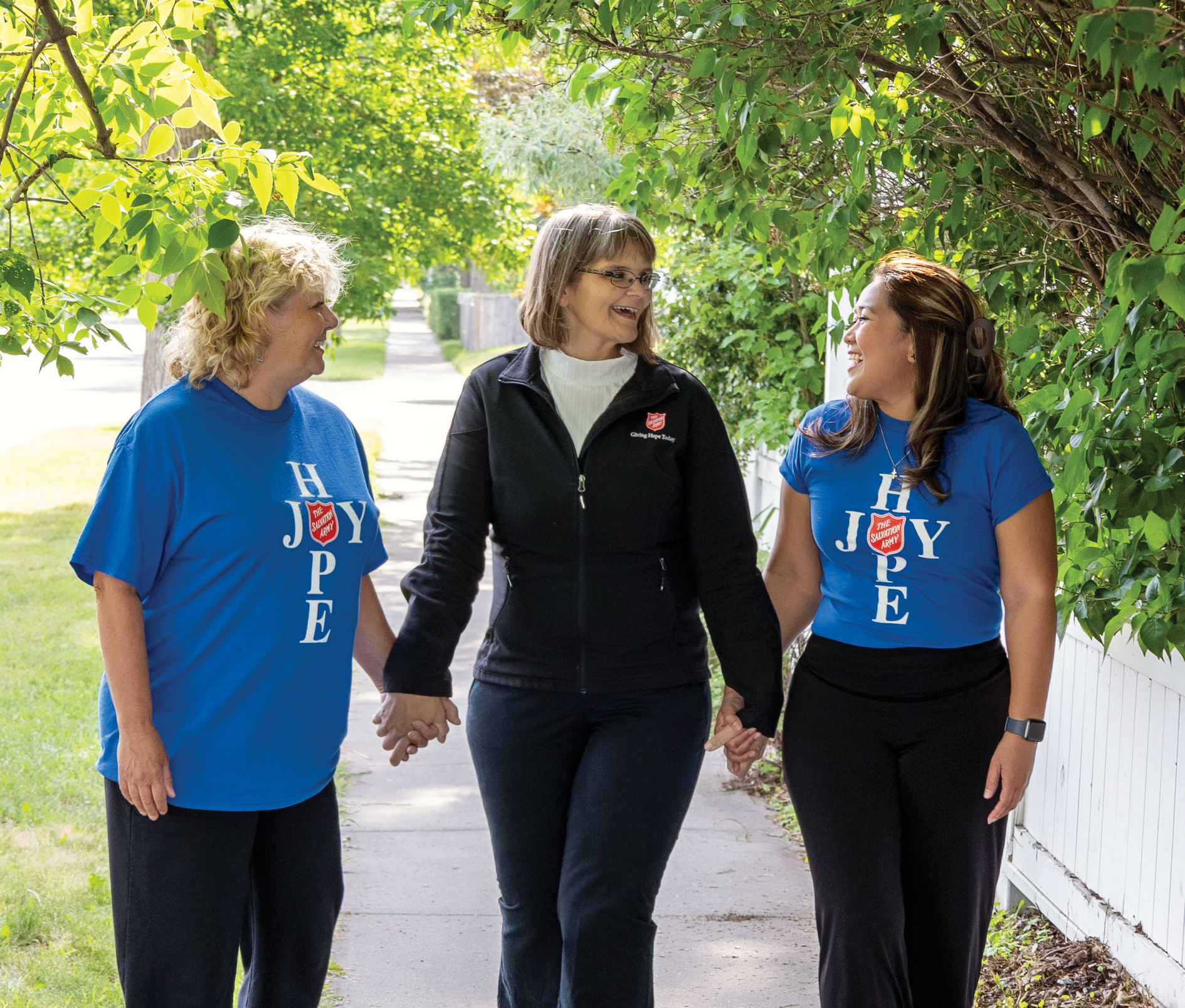 Karen, Nicole and Shiela walking and talking